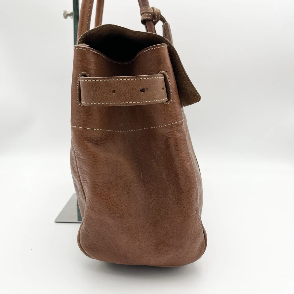 Bolso de Mano Mulberry Bayswater Turnlock Cuero Marrón Dorado De Colección Japón Y2K Foto 4 de 4