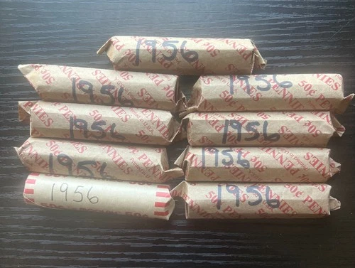 1 FULL ROLL OF 1956 P LINCOLN WHEAT CENTS PENNIES