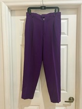 Vintage Yves Saint Laurent Rive Gauche Purple Wool Trousers Size 44 Made France
