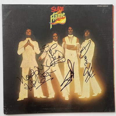 SIGNIERTES SLADE NODDY HOLDER JIM LEA HILL POWELL SLADE IN FLAME VINYL ALBUM SELTEN