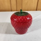 Vintage Hazel Atlas Strawberry Jam or Jelly Container with Lid White Milk Glass
