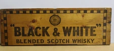 Vintage Black & White Blended Scotch Whisky Wood Sign 17" x 5 3/4"