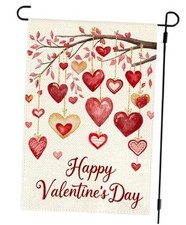 Happy Valentines Day Garden Flag 12x18 Inch Double Sided Outside 12" x 18" Red