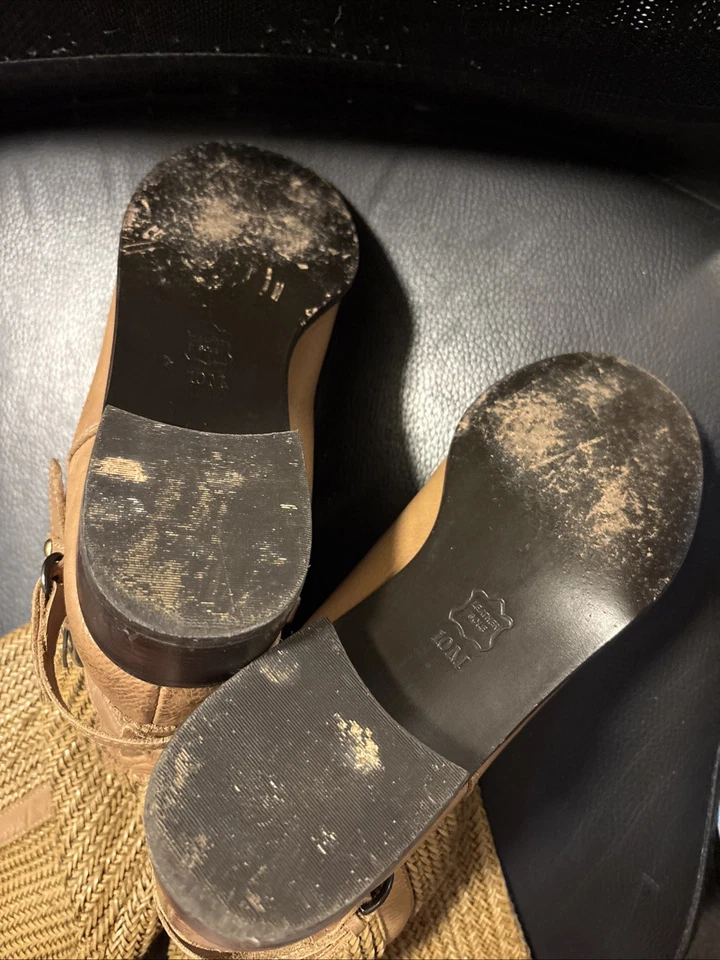 Botas de equitação Anthropologie Schuler & Sons couro tecido bronzeado tamanho 10 - Imagem 3 de 3