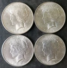 Lot of Four 1922 $1 Peace Silver Dollars