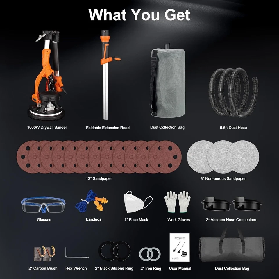 Sander, 1000W Popcorn Ceiling Removal Tool, Automatic Drywall Sander - Image 3 of 4