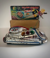 Vintage 1960 USA NASA Gemini X5 Tin Litho Toy w/Astronaut  Orig Box Lights Up 