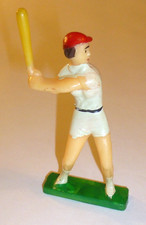 Vintage Wilton Cake Topper Baseball Batter Softball Female Red Hat White Uniform