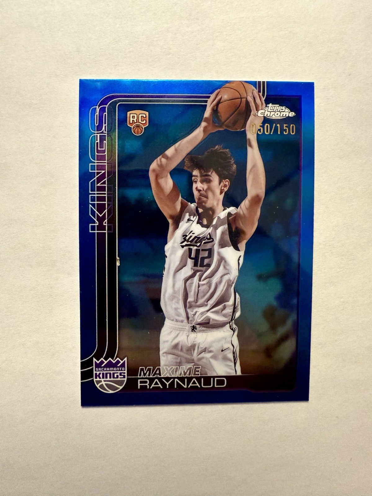 2025-26 Topps Chrome NBA  #293 Maxime Raynaud True Blue Refractor /150 Kings SSP