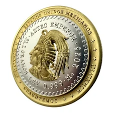 2025 Niue 1 oz Silver with Selective Gold Gild Aztec Emperor CUAUHTÉMOC