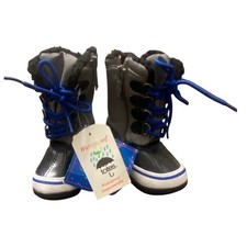 NWT Totes Kids Snow Boots Size 5 Waterproof Thermolite Faux Fur Black Blue