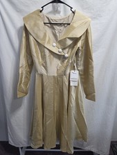 Vintage Sexyher Gold Dress Long Sleeve Collar White Buttons Size 8 US