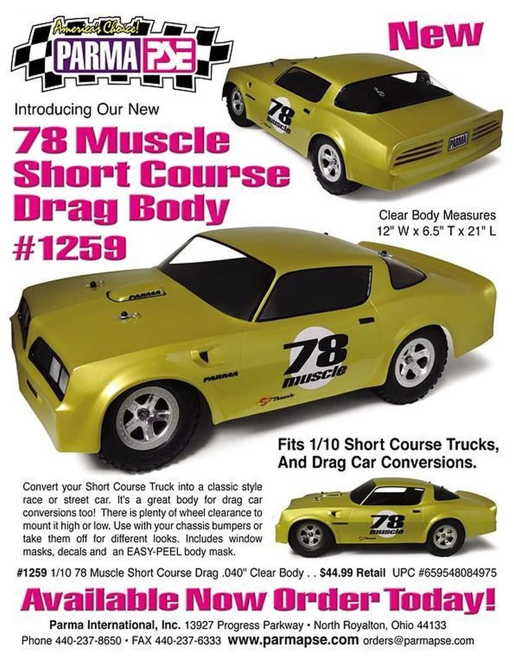 HRP Parma 1/10 Parma '78 Muscle Baja Curso Corto Arrastre Cuerpo Transparente Foto 2 de 2