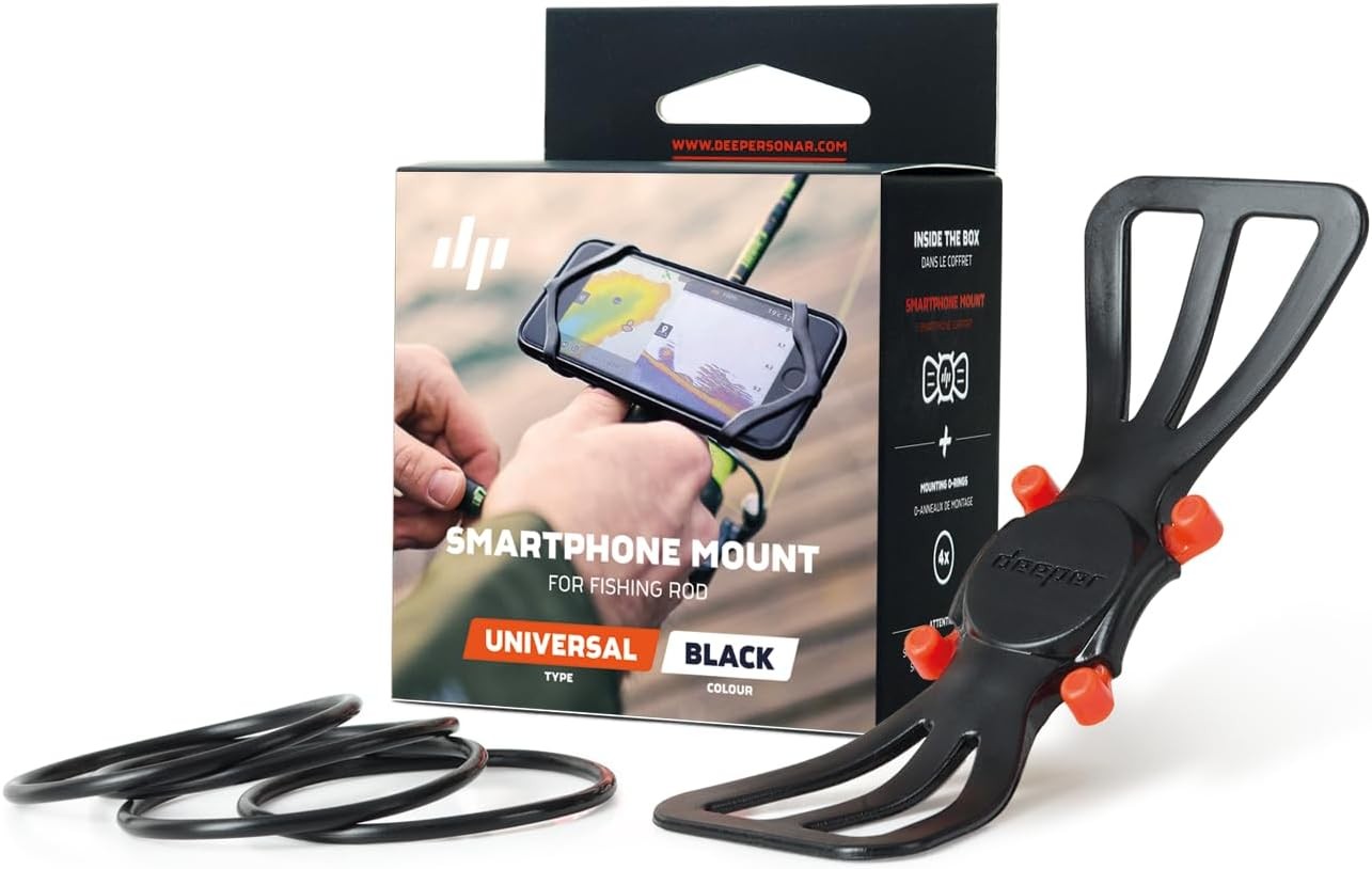 Deeper Smartphone Mount for Fishing Rod – see phone and keep hands M, Black