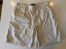 Vintage Polo Ralph Lauren Tyler Pleated Chino Shorts Beige 100 Cotton Mens 36