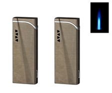 2 x anthrazit Sturm Feuerzeug Flamme Gas Metall Turbo Wind Jet nachfüllbar Piezo