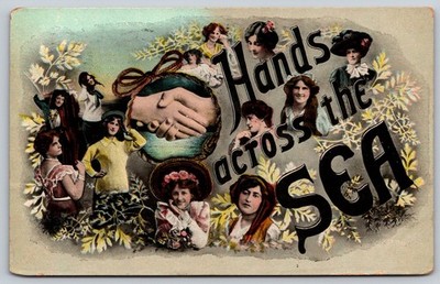 1909 Hands Across the Sea Bedford MA Postcard Martha's Vineyard AA753