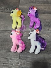 (LOT OF 4) MY LITTLE PONY SMALL PLUSH STUFF ANIMALS, MULTICOLOR, 7" TALL At Ears