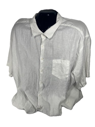 Cubavera Mens 5XL White 100% Linen Button Up Front Pocket Short Sleeve Shirt - Picture 5 of 10
