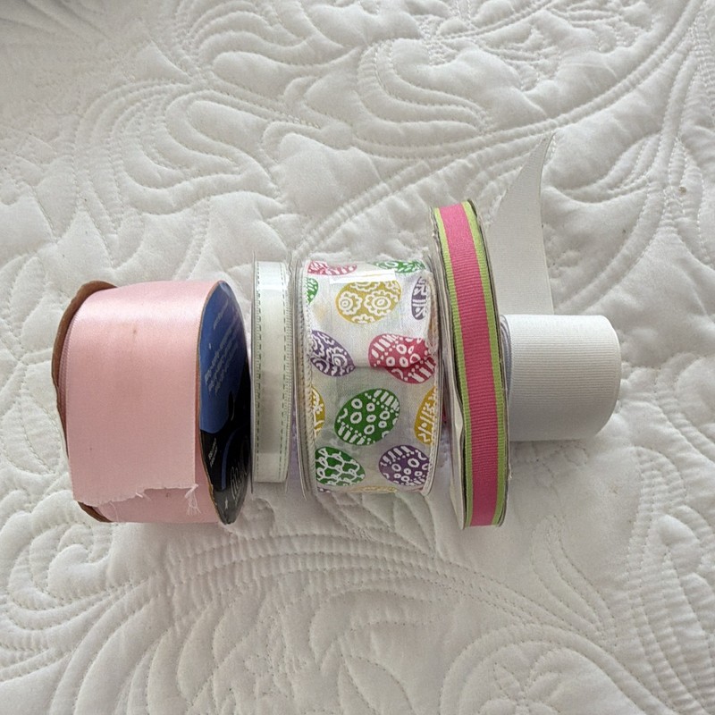 Mixed Brands Easter Printed Grosgrain Polyester Ribbon Spool Lot 3/8" Multicolor