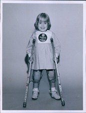 1965 March Of Dimes Poster Girl With Braces & Crutches Charity 7X9 Vintage Photo