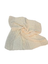 Handmade Hand Knit Blanket Solid Cream Cable Open Weave Bulky 50" X 60" NEW