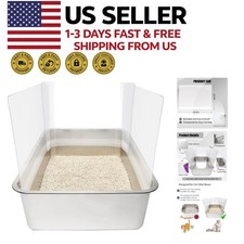 3PCS Transparent Cat Litter Box Splash Guards - Easy Clean 14.5" x 11.5"