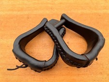 BLACK  TOP QUALITY  Leather Covered Western Saddle Stirrups
