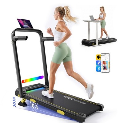 Walking Pad with 16% Incline, 2.5 HP Quiet Small Walking Machine for Home