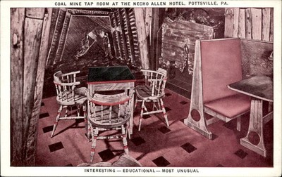 Pottsville PA Necho Allen Hotel Coal Mine Tap Room c1940s Postcard #1