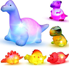6 Packs Light-Up Floating Dinosaur Bath Toys Set, for Baby Toddler Nephew in ...
