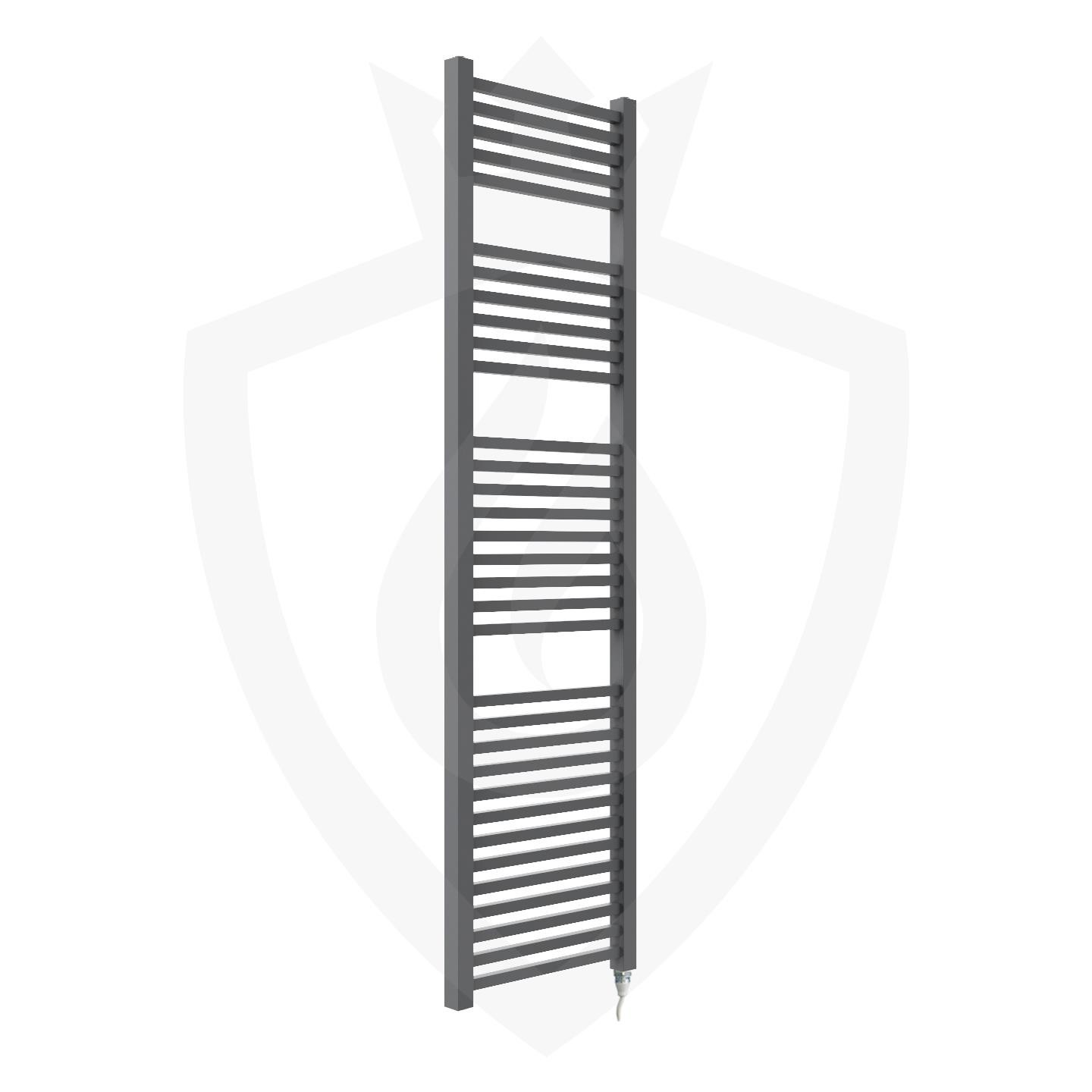 Electric Towel Rail Anthracite Fixed Temp Element 500mm x 1800mm ""Crown"" 600W