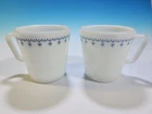 Pyrex Blue Snowflake Garland Mugs Set Of 2 Coffee Cups  D Handles Vintage