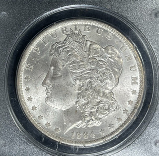 1884 O MORGAN SILVER DOLLAR PCGS MS 63 BEAUTIFUL COIN OLD GREEN RATTLER HOLDER