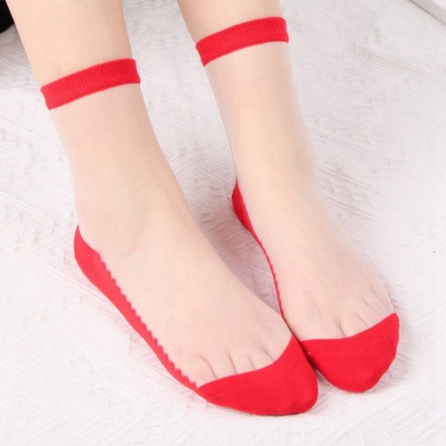 Women Sock Ultra Thin Lace Flower Crystal Elastic Short Tulle Summer Sock Silk - Picture 32 of 38