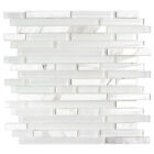 Glass Marble Tile Java Mosaic Linear Interlocking Kitchen Wall Backsplash White