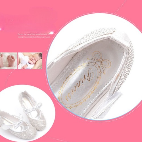 Kids Baby Girls Rhinestone Flat Bottom Party Shoes Mary Jane Kids Wedding Prom - Picture 10 of 53