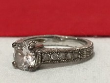 Vintage S925 Sterling Silver Cubic Zirconia CZ Wedding Engagement Ring SIZE 5