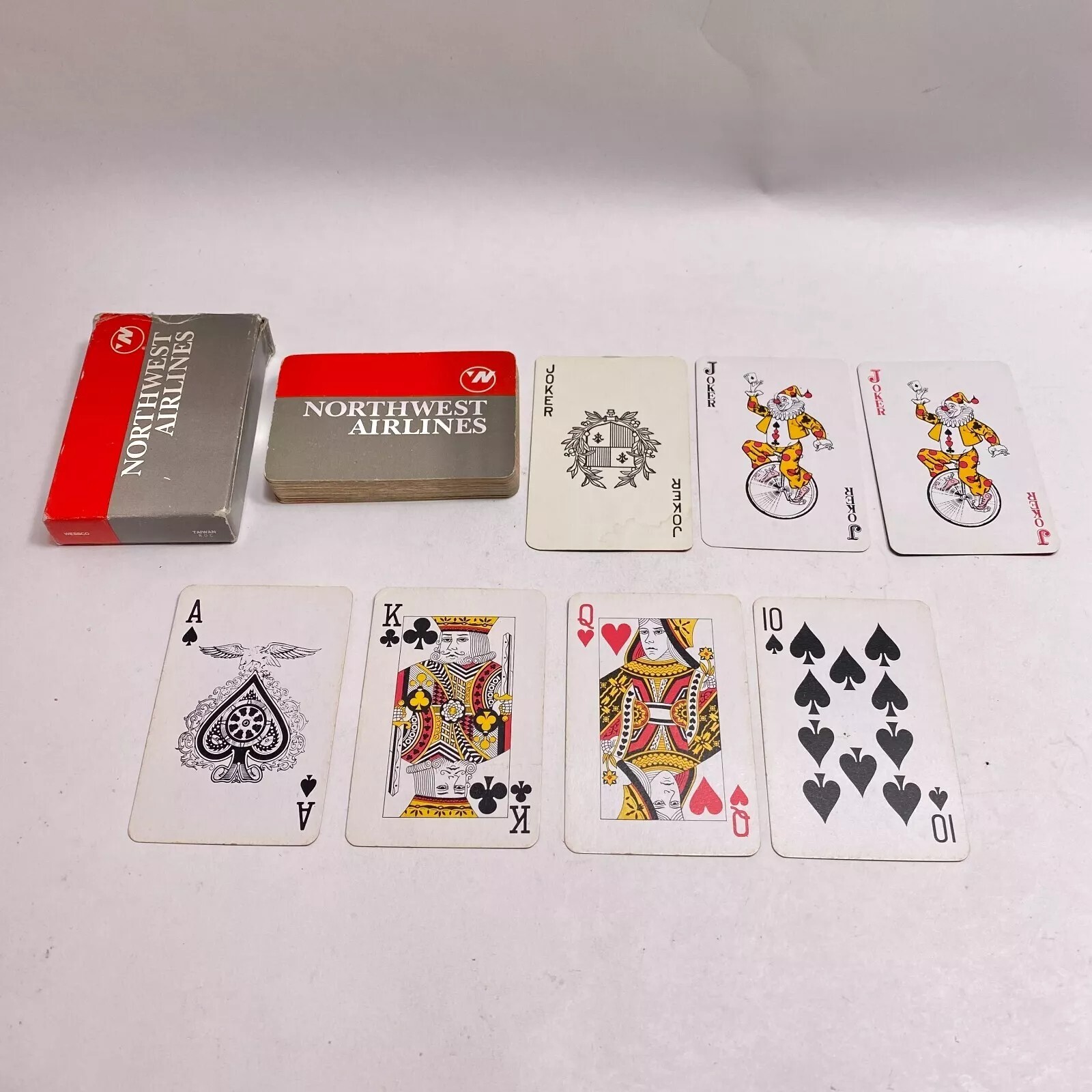 Vintage Northwest Airlines Playing Cards Deck Red Gray