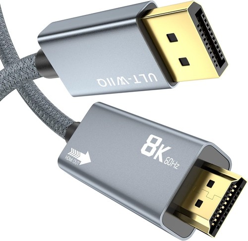 8K@60Hz Display Port to HDMI 2m DP 1.4 To HDMI 2.1 Video Cord Support ULT-WIIQ