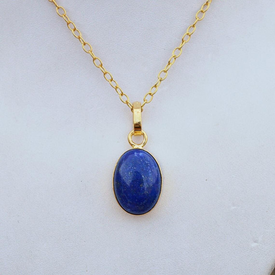 Blue Lapis Lazuli Gemstone Pendant Necklace Solid 925 Silver Friendship Jewelry