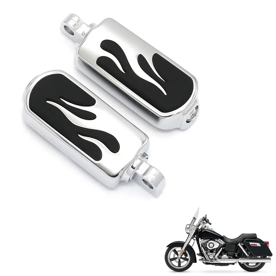 1 par de estriberas de 10 mm con patrón de llama universales para Harley Indian Yamaha Suzuki Foto 2 de 4
