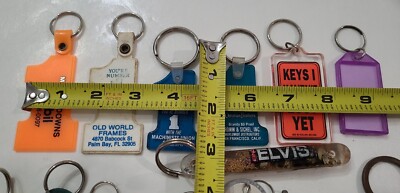 ★US Junk Keychain／Vintage Vintage #1 Advertising Keychain Multi-Color Key Rings Junk Drawer