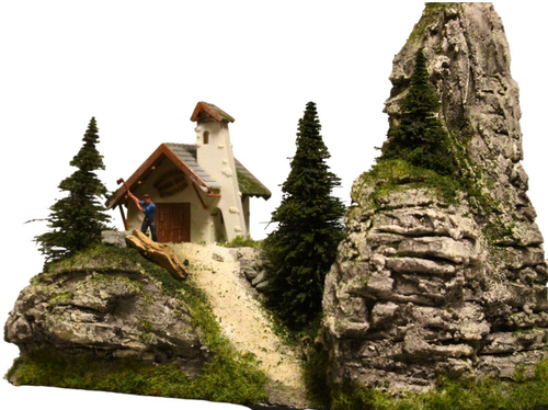 Diorama H0#1:87 Berg Fels/Granit Struktur#patiniert" Gebirge Landschaft#begrünt - Bild 4 von 10