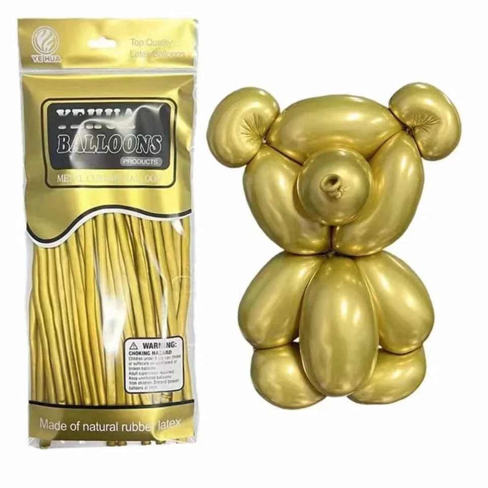 100 peças/pacote, 1,8 g metálico 260 balões longos coloridos torção animal balões mod - Imagem 3 de 4