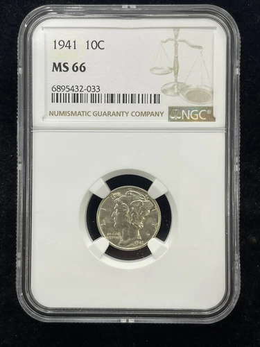 1941 P 10C Mercury Dime NGC MS66
