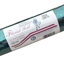 Florist Foil Highlander 20" x 50' Vtg Embossed Floral Foil Fernleaf Oceanic Teal