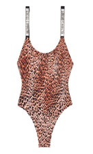 VICTORIA'S SECRET Swim Rhinestone Shine Strap Vardia One-piece in Leopard M NEW