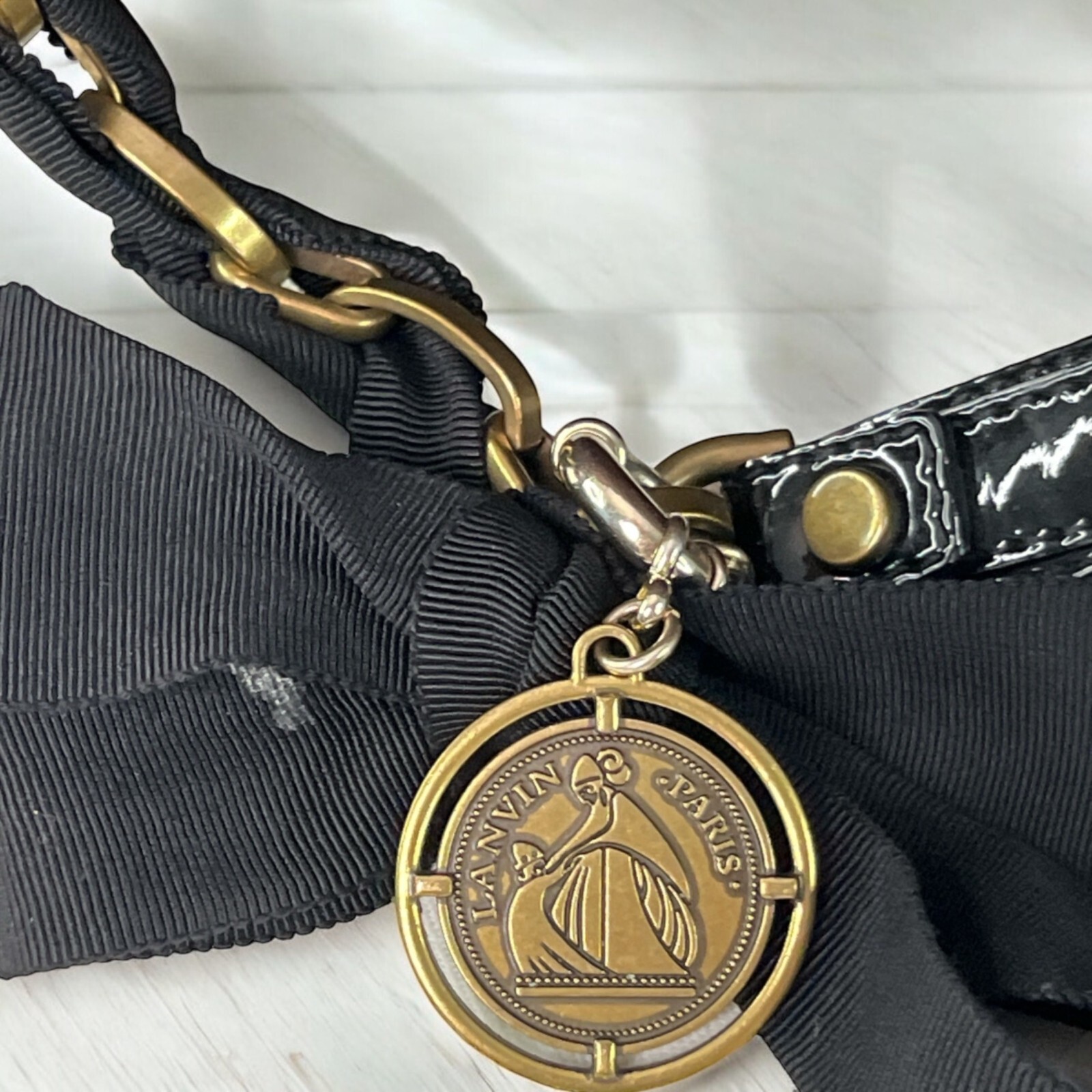 LANVIN "Amalia" Python Print Brown Suede Bucket S… - image 12