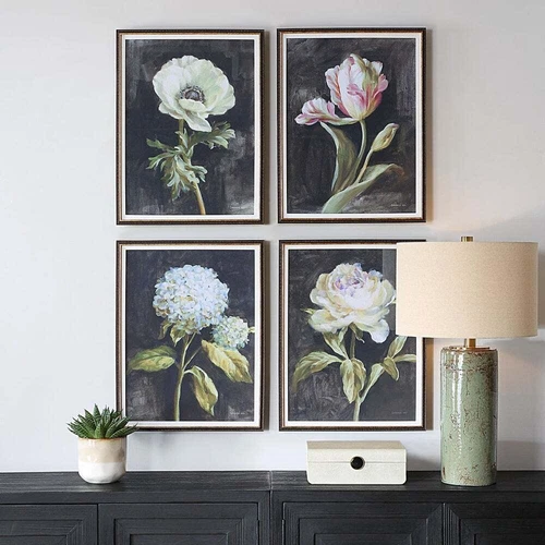 FOUR 26" FLORALS FLOWERS FRAMED PRINTS UNDER GLASS WALL ART UTTERMOST 32426 - Picture 2 of 6
